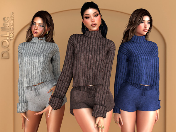Sims 4 — Warm Threads Set -Top- by DOLilac — Includes: (Top + Bottom)