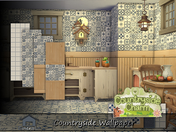 Sims 4 — Countryside Wallpaper by Emerald — Country style wallpaper will bring an authentic aged to perfection warmth and