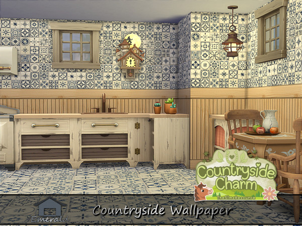 Sims 4 — Countryside Wallpaper S1 by Emerald — Country style wallpaper will bring an authentic aged to perfection warmth