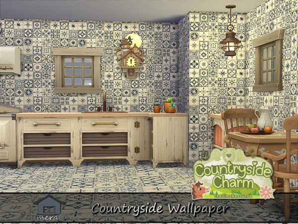 Sims 4 — Countryside Wallpaper S2 by Emerald — Country style wallpaper will bring an authentic aged to perfection warmth