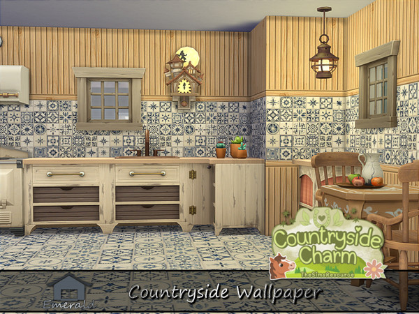 Sims 4 — Countryside Wallpaper S3 by Emerald — Country style wallpaper will bring an authentic aged to perfection warmth