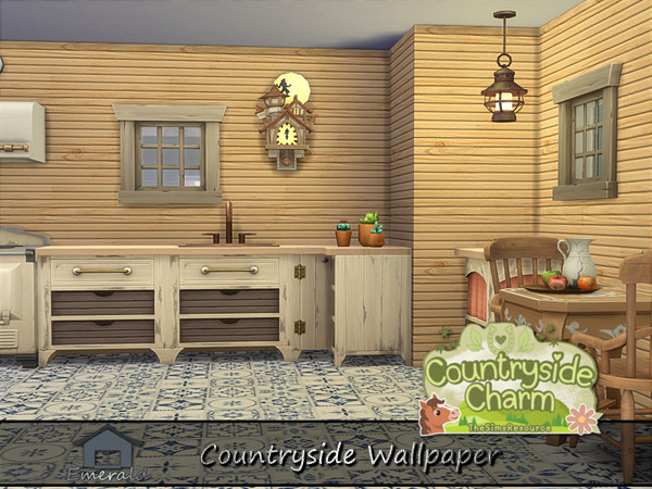 Sims 4 — Countryside Wallpaper S5 by Emerald — Country style wallpaper will bring an authentic aged to perfection warmth