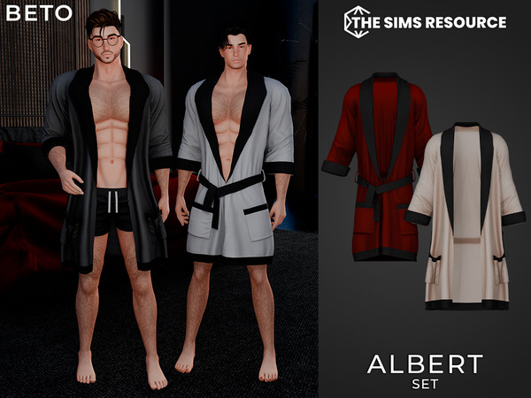 Sims 4 — By Beto - Albert (Pajama Robes V1) by Beto_ae0 — Men's cotton nightgown, enjoy it