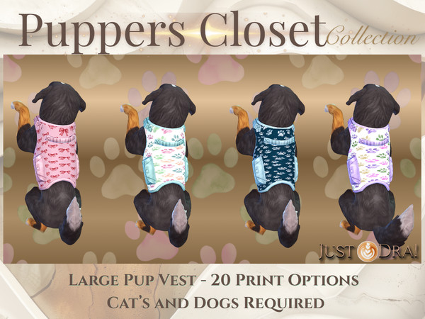 Sims 4 — JustDraven_PuppersCloset_LargeVest by Draven298 — Just a little something for the puppers. Hope you like them. I
