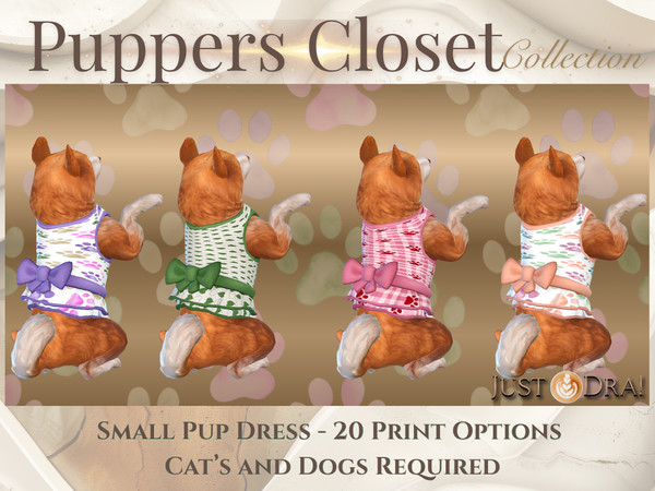 Sims 4 — JustDraven_PuppersCloset_SmallDress by Draven298 — Just a little something for the puppers. Hope you like them.