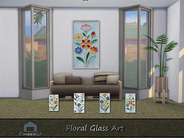 Sims 4 — Floral Glass Art by Emerald — Floral glass art symbolize the beauty of nature that never fades.