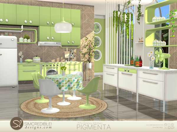 Sims 4 — Pigmenta Kitchen by SIMcredible! — Bring back the happy vibes of the 70's to your sims life with the Pigmenta