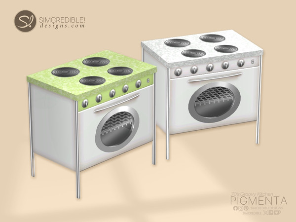 Sims 4 — Pigmenta Stove by SIMcredible! — Bring back the happy vibes of the 70's to your sims life with the Pigmenta