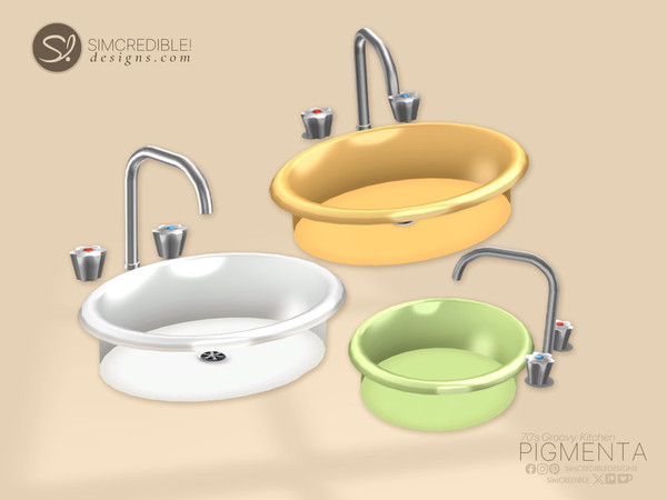 Sims 4 — Pigmenta Sink by SIMcredible! — Bring back the happy vibes of the 70's to your sims life with the Pigmenta