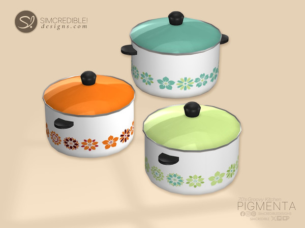 Sims 4 — Pigmenta Casserole Pan by SIMcredible! — Bring back the happy vibes of the 70's to your sims life with the