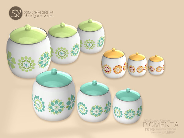 Sims 4 — Pigmenta kitchen canister set by SIMcredible! — Back to the groovy's time, the second part of our Pigmenta