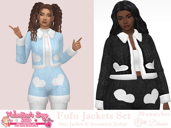 Sims 4 — Dissia_Fufu Accessory Jacket Base Layer Update AN495.package by Dissia — Jeans jacket with white fur and heart