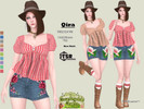 Sims 4 — COUNTRYSIDE CHARM - QIRA - Blouse by Helsoseira — Style - A-Line puff sleeve plaid blouse