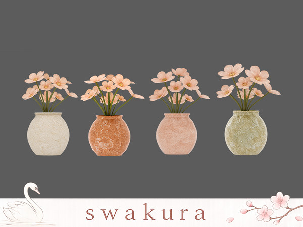 Sims 4 — MOSS Flower Vase by Swakura — 1 MOSS Bathtub
