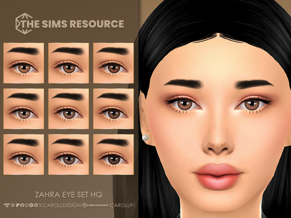Sims 4 — Caroll91 Zahra Eyes HQ by Caroll912 — A 9-swatch Maxis Match set of face paint and default replacement eyes in