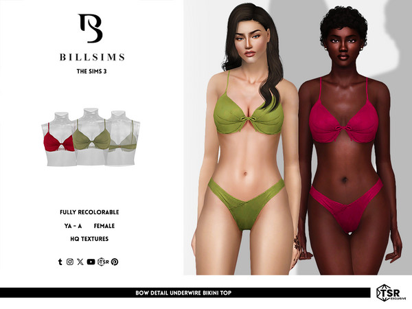 Sims 3 — Bow Detail Underwire Bikini Top by Bill_Sims — This bikini top features an underwire design and bow detail in