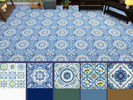 Sims 4 — Floor Tile Med SK by Surfkitten — Base game recolor. Assorted tiles in Mediterranean handpainted designs with