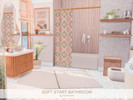 Sims 4 — Soft Start Bathroom by BlusterSims — A cozy, pastel bathroom blending natural textures, soft colors, and vintage