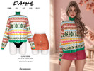 Sims 4 — Cozy Fair Isle Turtleneck Sweater and Autumn Corduroy Mini Skirt by Daph's — A cozy autumn outfit combining a