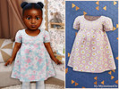 Sims 4 — Infant  - Floral gathered dress by MysteriousOo — A charming infant dress featuring short puff sleeves, a