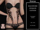 Sims 4 — Blackwork Stomach Tattoos by Venerian by Venerian — 8 swatches with 8 different designs No gender or frame