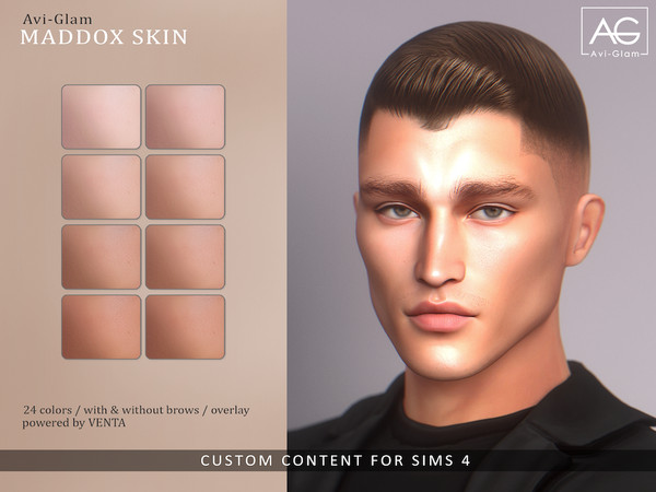 Sims 4 — Avi-Glam - Maddox Skin and Overlay by VentaStudio — 12 Swatches