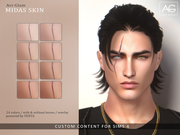 Sims 4 — Avi-Glam - Midas Skin and Overlay by VentaStudio — 24 Swatches