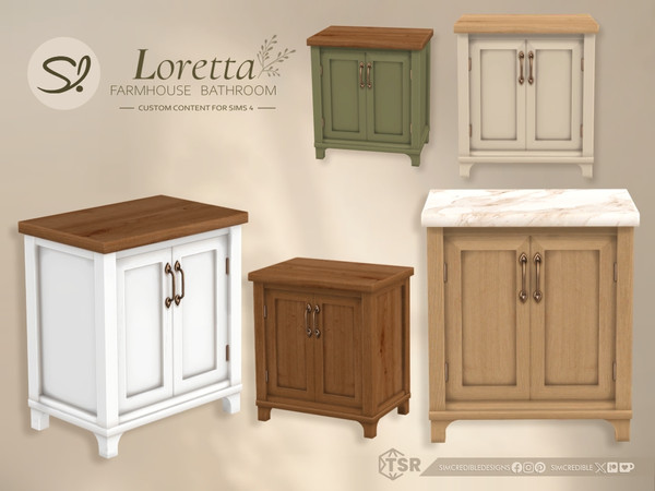 Sims 4 — Loretta Table by SIMcredible! — Call your sims to a relaxing bath time in the countryside house. Loretta is a