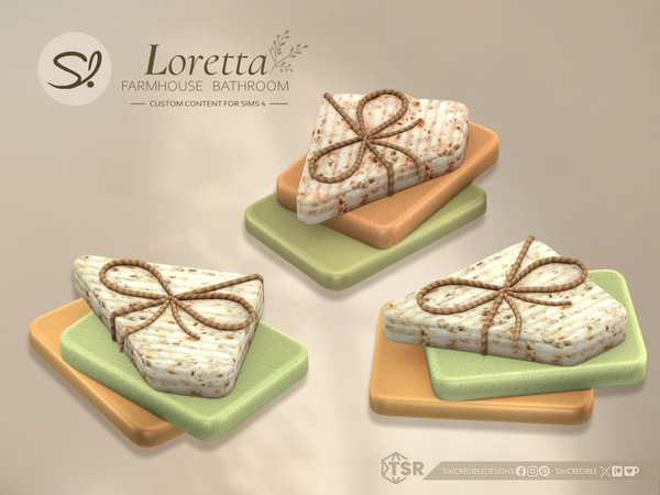 Sims 4 — Loretta Soaps Stack by SIMcredible! — To bring a warm touch to your Loretta Farmhouse bathroom, we created a