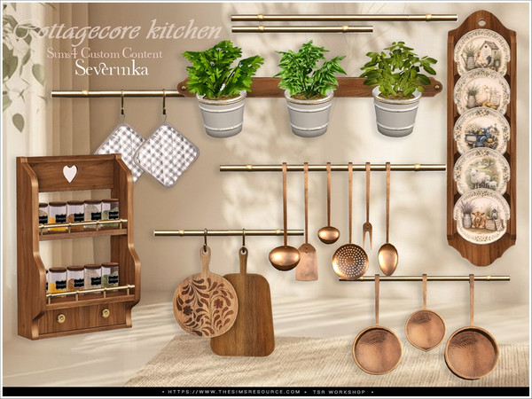 Sims 4 — Cottagecore kitchen wall decor by Severinka_ — A furniture and decor set for the kitchen.