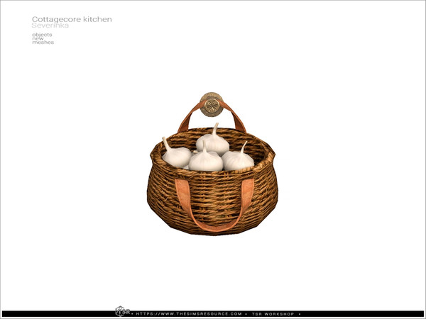 Sims 4 — Cottagecore - wall garlic basket by Severinka_ — A furniture and decor set for the kitchen.