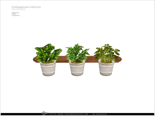 Sims 4 — Cottagecore - wall herb buckets by Severinka_ — A furniture and decor set for the kitchen.