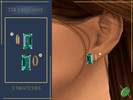 Sims 4 — Layered Emerald Earrings by Pitted0live — Emerald earrings with hoops and ball studs Custom catalog image