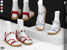 Sims 4 — Shoes KP1X- Female by KaTPurpura — Flat fiber sandals with white flower embellishments