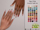 Sims 4 — Tiger Print French Nails Set by LVNDRCC — Set of french tip manicure nails with graphic animal print motif in