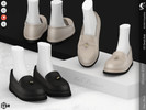 Sims 4 — Shoes KP1Y- Female by KaTPurpura — Leather moccasin-style shoes with an ornament in the center.