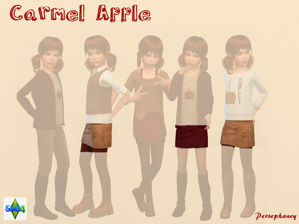 Sims 4 — Caramel Apple Mini Skirts by Persephaney — 2 mini skirts with velour texture in deep red and beige to match the