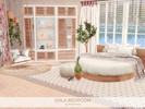 Sims 4 — Gala Bedroom by BlusterSims — A bright, cozy boho bedroom with warm wood, soft neutrals, natural textures, and