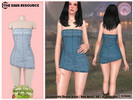 Sims 4 — Countryside Charm Asymmetric Denim Dress by Harmonia — 14 Swatches New Mesh