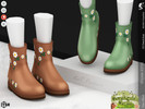 Sims 4 — Countryside Charm Shoes KP1X- Female by KaTPurpura — Leather-textured ankle boots with floral details