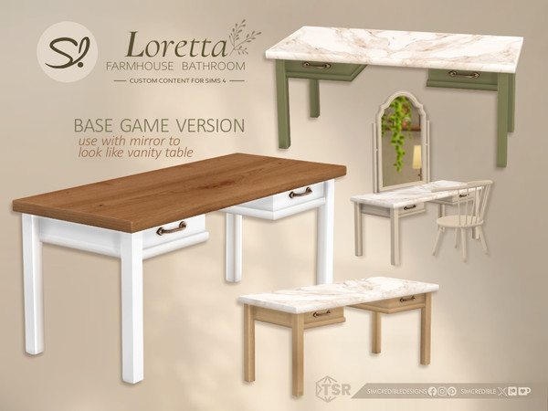 Sims 4 — Loretta Desk by SIMcredible! — Bringing to your Sims this time the Loretta Beauty Room, a charming farmhouse