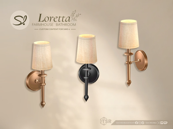 Sims 4 — Loretta Sconce by SIMcredible! — Bringing to your Sims this time the Loretta Beauty Room, a charming farmhouse