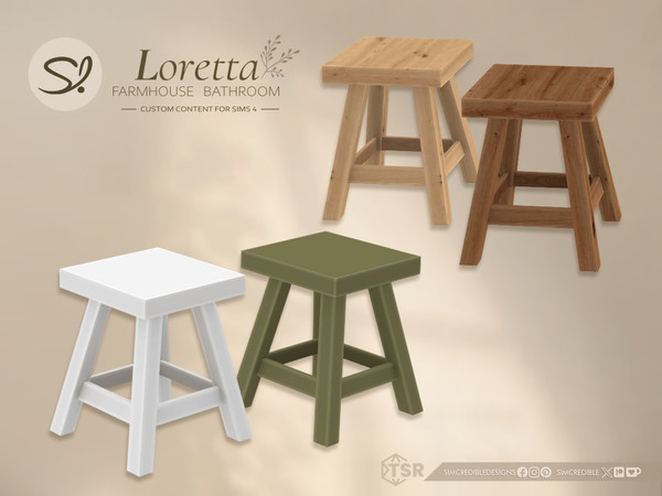 Sims 4 — Loretta Stool by SIMcredible! — Bringing to your Sims this time the Loretta Beauty Room, a charming farmhouse
