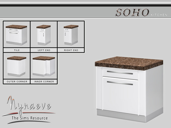 Sims 4 — Soho  Kitchen Counter by NynaeveDesign — Soho Kitchen - Kitchen Counter Located in: Surfaces - Counters Price: