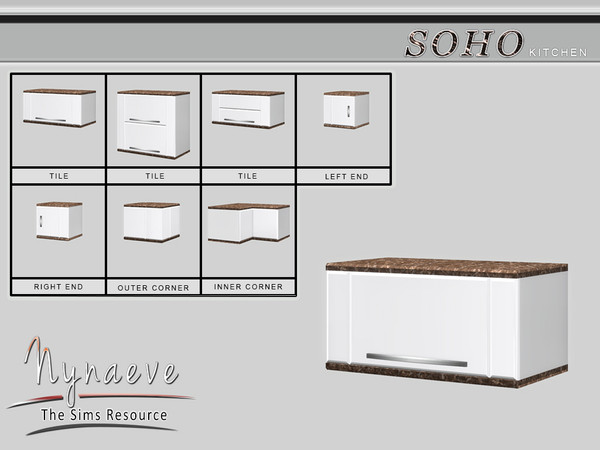 Sims 4 — Soho Kitchen Cabinet by NynaeveDesign — Soho Kitchen - Kitchen Cabinet Located in: Surfaces - Cabinets Price: