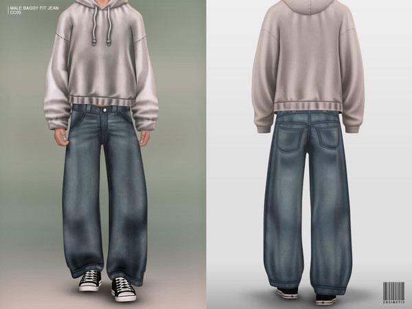 Sims 4 — Male Baggy Fit Jean by cosimetic — BAGGY FIT JEAN CC07 Male Baggy Fit Jean is a low-rise, baggy-fit jean