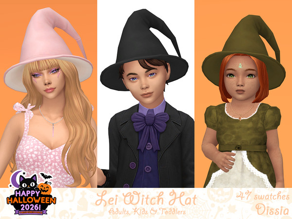Sims 4 — Lei Witch Hat by Dissia — Witch hat with a small brim