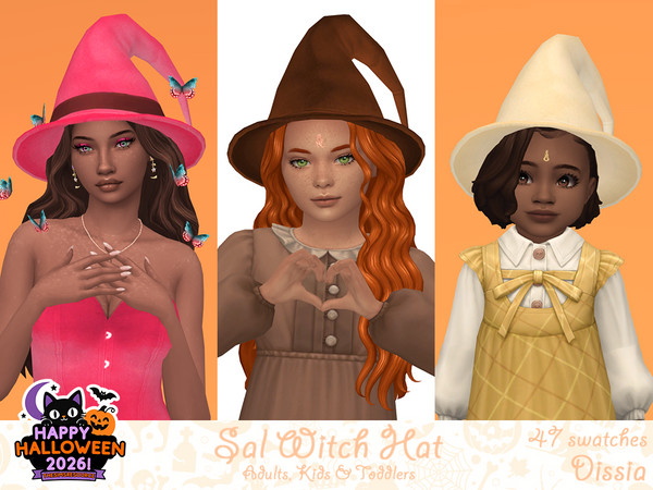 Sims 4 — Sal Witch Hat Toddlers by Dissia — Velvet witch hat with a small brim