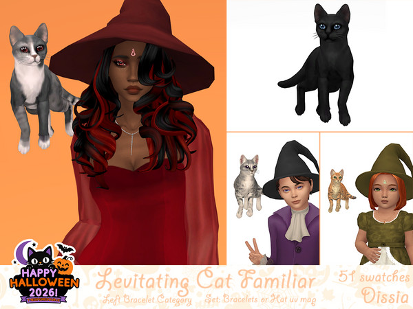 Sims 4 — Levitating Cat Familiar Kids - Bracelets UV - Left by Dissia — Cat familiar levitating above your sim shoulder