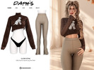Sims 4 — Dottie Pup Knit Top and Cozy Flare Pants by Daph's — Add a cozy and playful touch to your Sims' wardrobe with